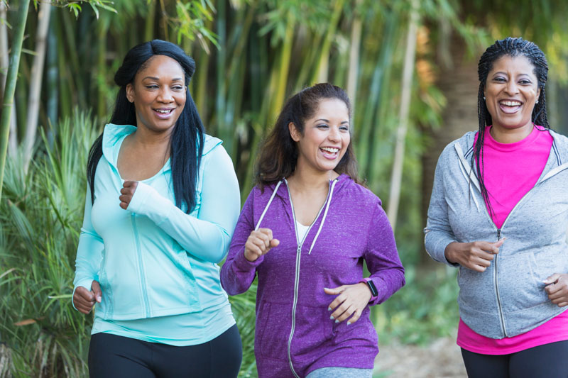 women with varicose veins walking