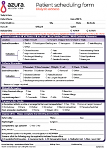 Azura Vascular Care River Patient Scheduling form