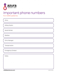 Important Phone Numbers for ESRD Patients