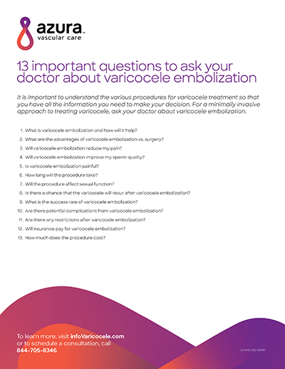 Fact sheet Listing thirteen important questions to ask your doctor about varicocele embolization
